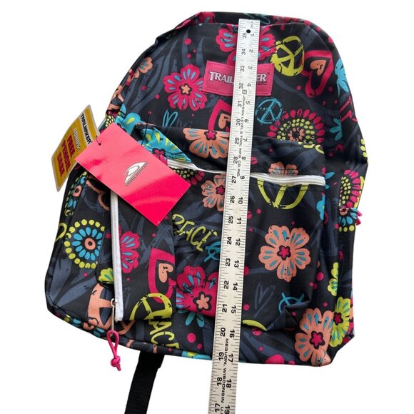 Trailmaker 16" Backpack Peace & Love Design Bonus Pencil Case School Or Travel - Picture 6 of 8